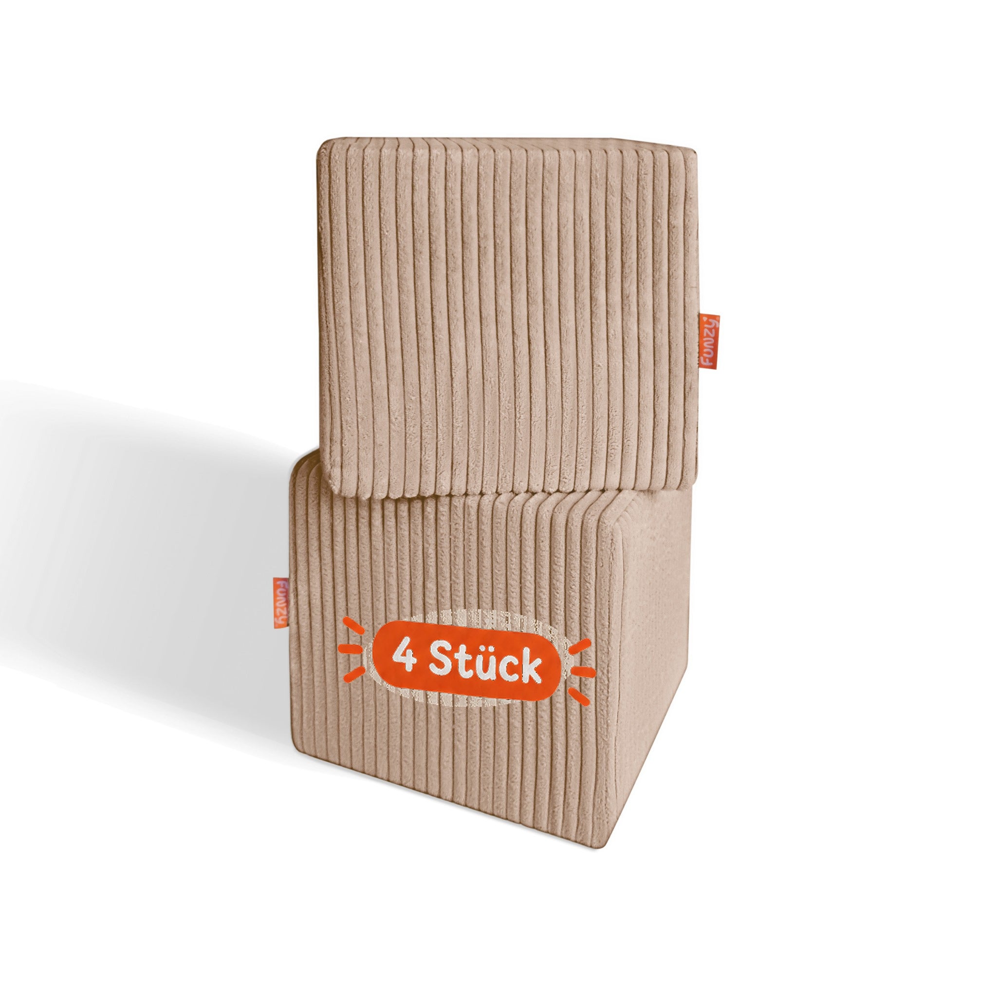 Funzy Cubes 4er Set 25 cm x 25 cm x 25 cm, mit Cordbezug aus der Kategorie Polstermöbel
