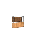 Vitrine, mit Unterschrank, 180 cm hoch, 200x50 cm (B/T), Holzrückwand, aus der Kategorie Ausstellungsvitrinen Innen Freistehend