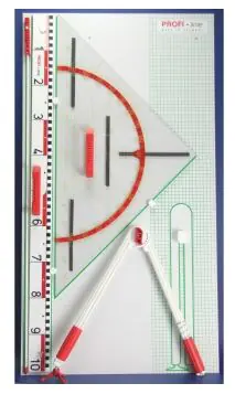 Gerätetafel-Satz mit magnethaftenden Geräten, mit Dezimeterlineal, Zirkel,
