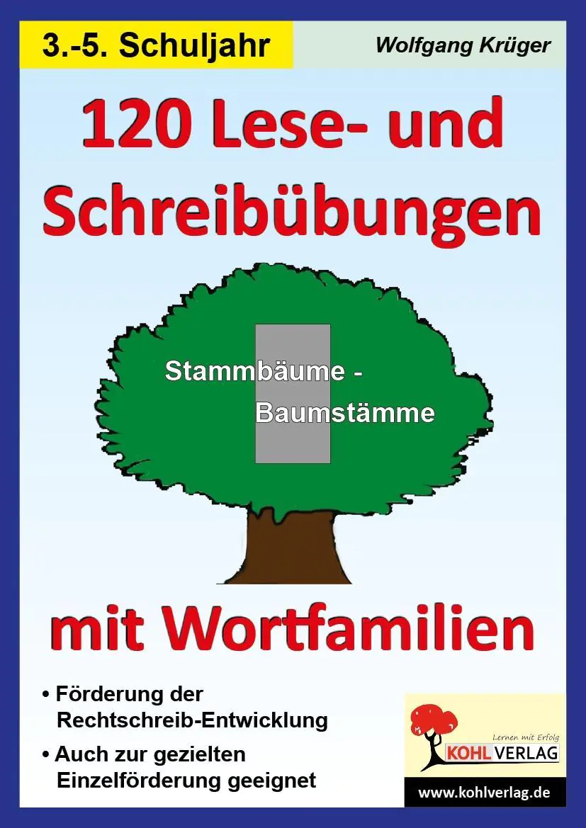 120 Lese- und Schreibübungen mit Wortfamilien aus der Kategorie Deutsch