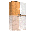 Wellentüren-Aufsatzschrank, 91 cm hoch, 105x50 cm (B/T), Tür rechts grau,