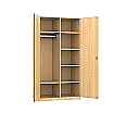 Garderobenschrank, 226 cm hoch, 100x50 cm (B/T), 2 Drehtüren, Garderobenstange rechts aus der Kategorie Garderoben-Schränke