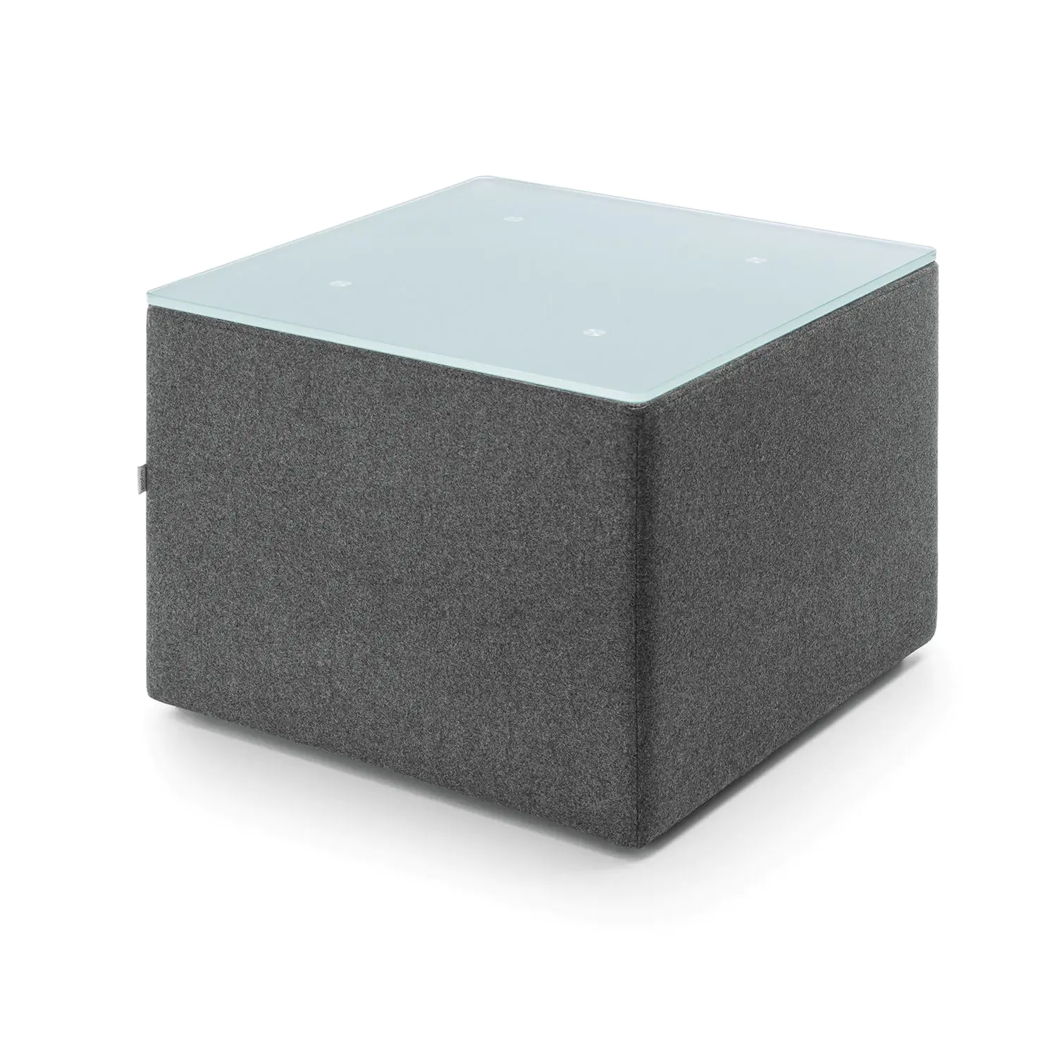 Beistelltisch quadratisch mit Glasplatte XL, 54x54 cm, Höhe 40 cm,