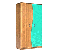 Wellentürenschrank, 190 cm hoch, 105x50 cm (B/T), Tür rechts aquagrün,