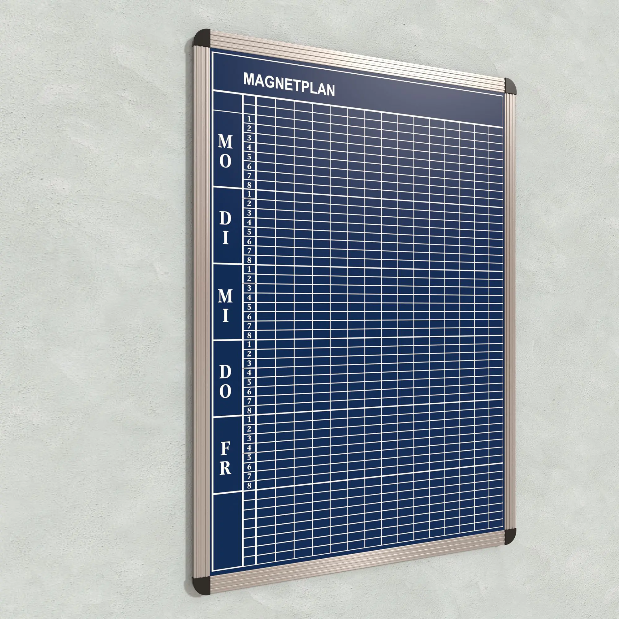 Klassen-Plantafel,  8 Stunden Mo-Fr, für 15 Klassen, 103x77 cm, aus der Kategorie Klassenplan-Tafeln 8h