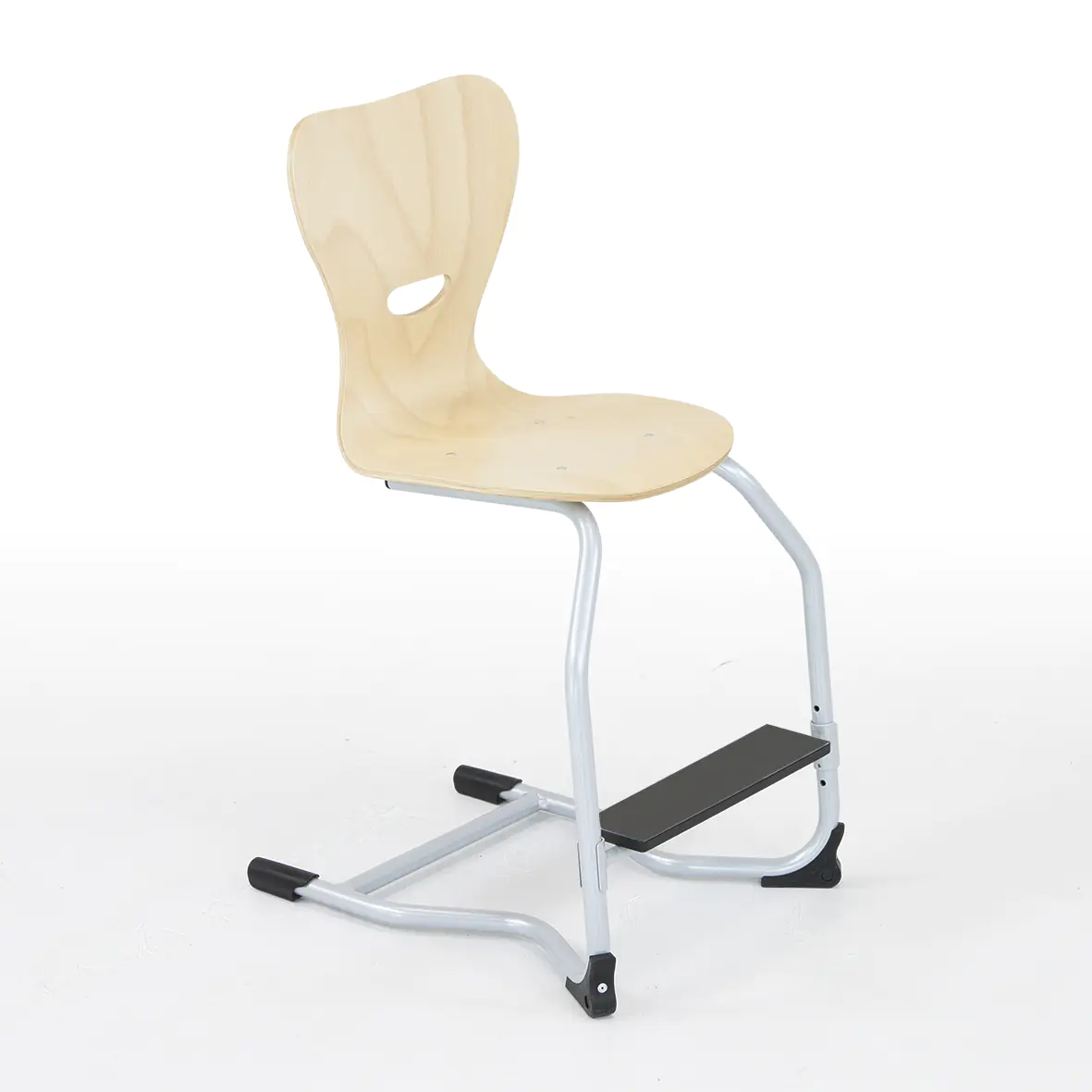 Fußrastenstuhl mit Sitzschale aus Buche natur, Sitzhöhe 51 cm, C- Form, Kunststoffgleiter, federnd aus der Kategorie Schülerstühle