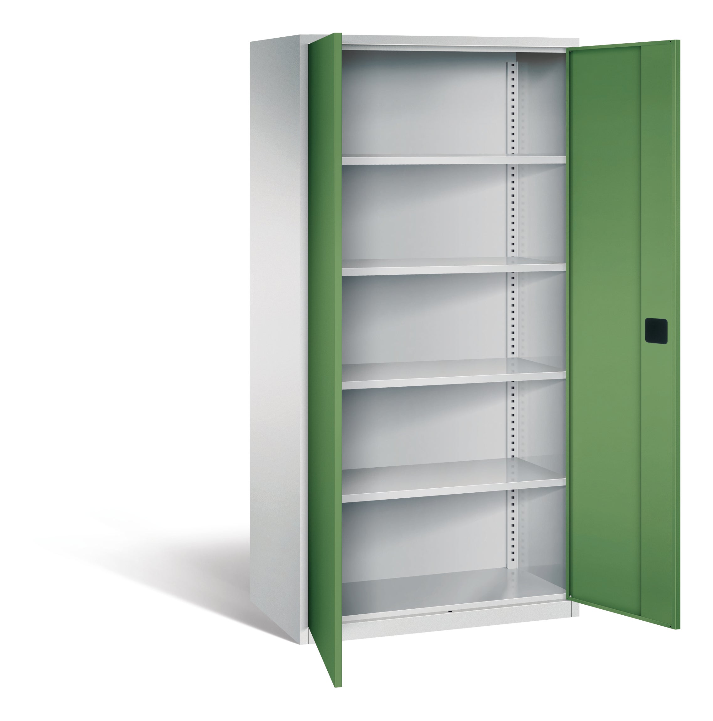 Stahl-Drehtüren-Schrank, 195 cm hoch, 120x50 cm (B/T), 4 Böden, aus der Kategorie Stahl-Schränke mit Dreh-Türen