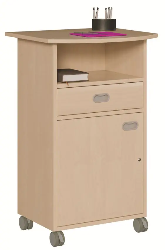 Stehpult B/H/T 66x110 x 60 cm, fahrbar, 1 offenes Fach, 1 Schubkasten aus der Kategorie Tresen