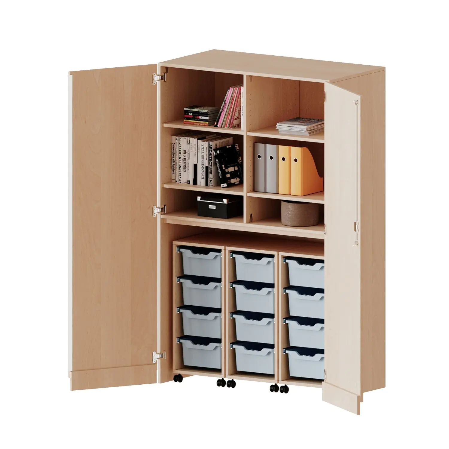 Garagenschrank OH,ne Sockel, 5 OH, 3 Container mit je 4 hohen Boxen, B/H/T 120x190x60cm aus der Kategorie Schränke allgemein