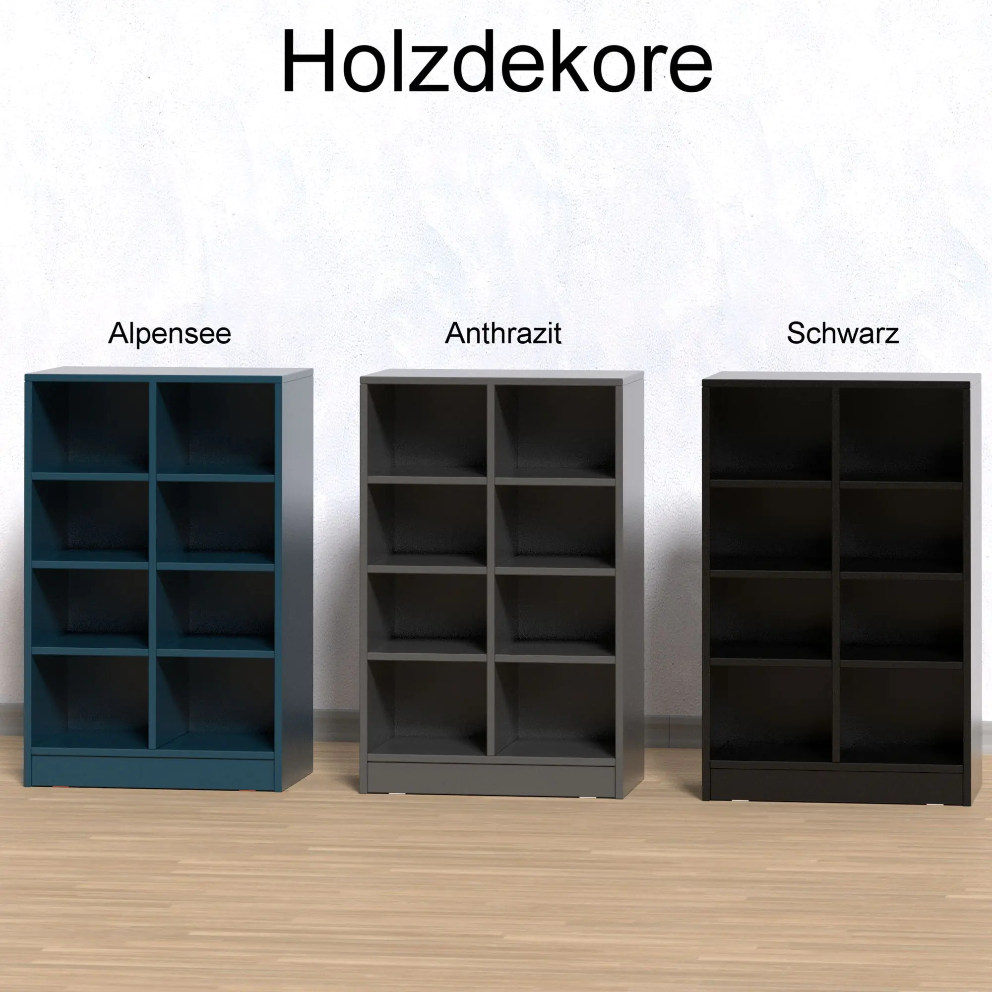 Klassenraumregal,  98 cm hoch, 140x40 cm (B/T), 15 Fächer, 3-spaltig aus der Kategorie Klassenraumregale HOLZ