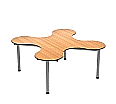 Kleeblatt 4er Tisch, 139x139 cm (B/T), höhenverstellbar 58-72 cm, aus der Kategorie Kleeblatttische