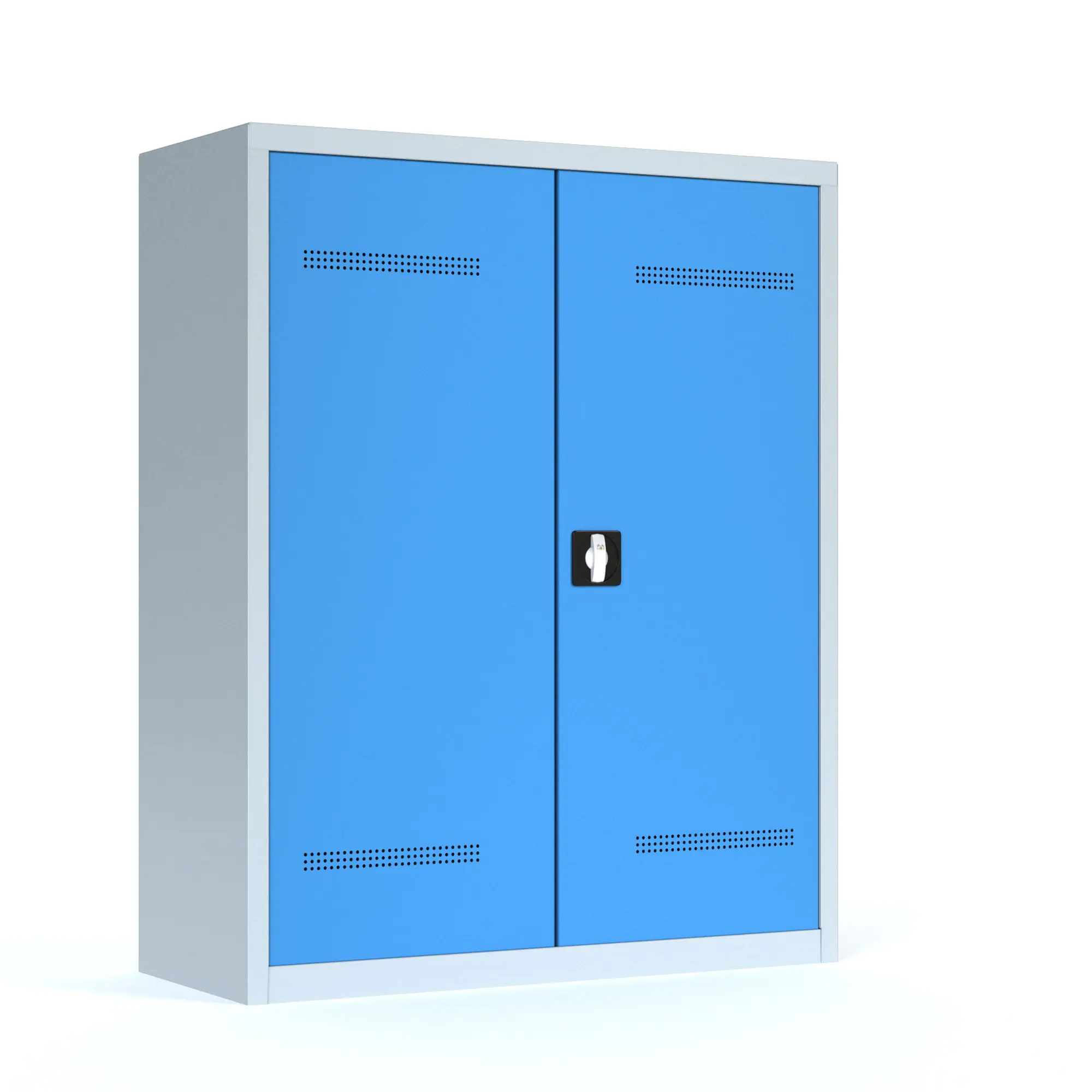 Stahl-Drehtüren-Schrank, 195 cm hoch,  95x60 cm (B/T), 4 Böden, aus der Kategorie Stahl-Schränke mit Dreh-Türen