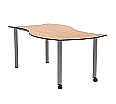 Wellentisch Rechteck, 160x80 (B/T), 72 cm hoch, fahrbar,