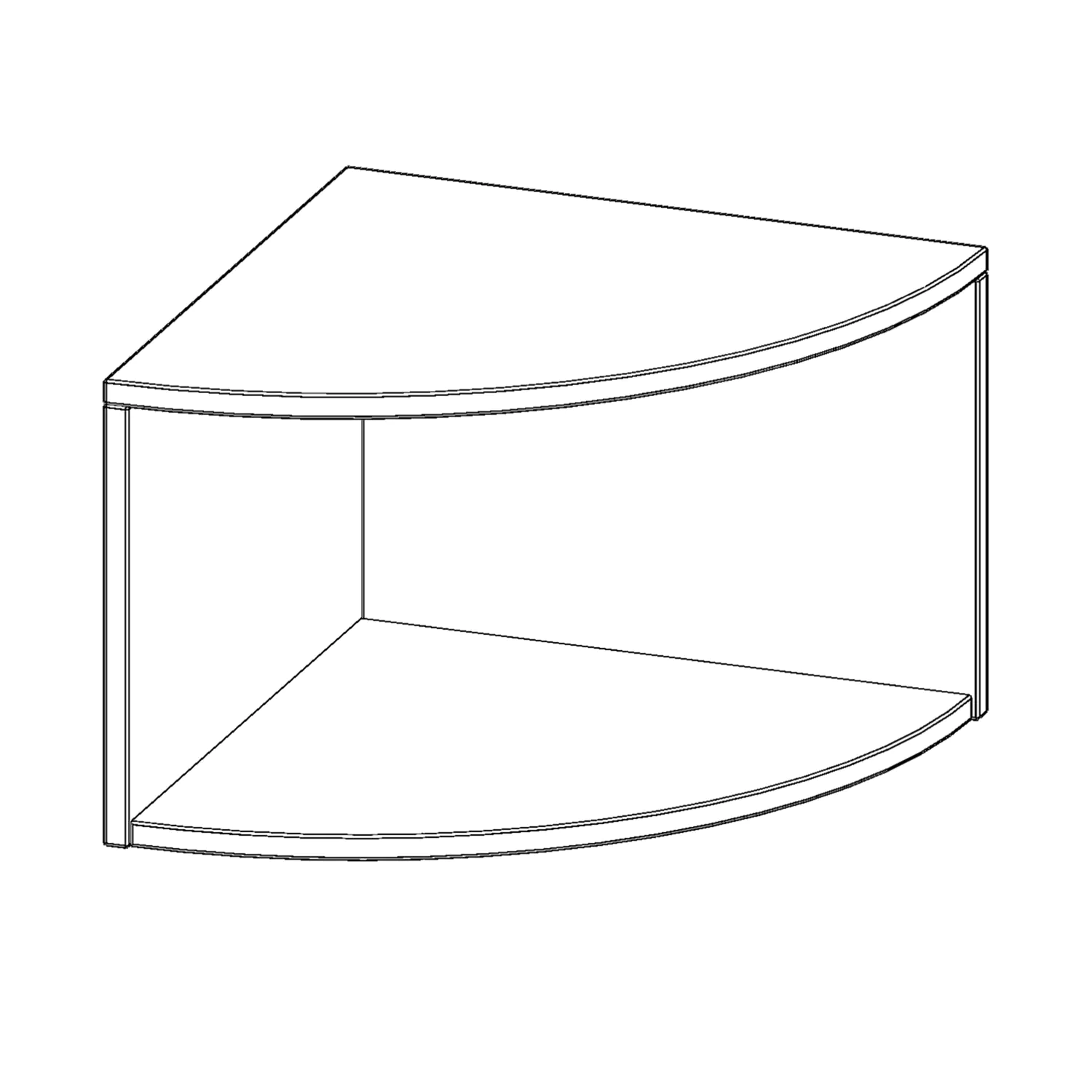 Außenecke Aufsatz, 1 OH, Viertelkreis, rechts, B/H/T 50 x 36 x 50cm aus der Kategorie Regale