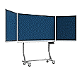 Klapp-Schiebetafel fahrbar, Mittelfläche 200x120 cm, Stahlemaille blau aus der Kategorie fahrbare Klapp-Schiebe-Tafeln
