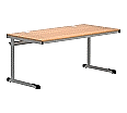 Schultisch Kufenform, 160x80 cm (B/T), offener Blechkabelkanal, Tischbeine Ovalrohr aus der Kategorie Schüler- und Lehrertische