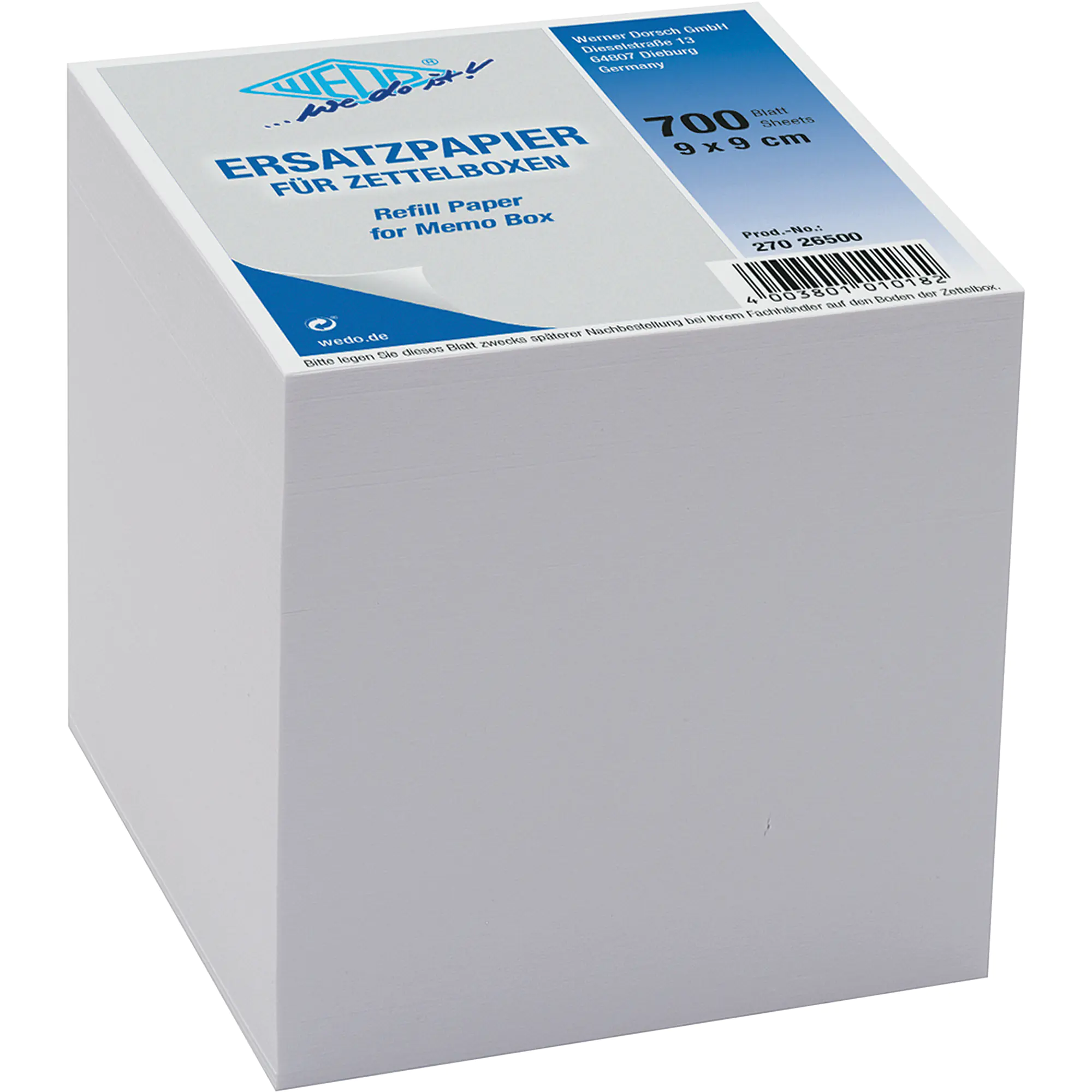 Wedo Zettelboxeinlage 9x9cm ws 700 Bl. aus der Kategorie Papiere