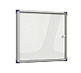 Info-Wandvitrine,  68 cm hoch,  73x2,0 cm (B/T), Rückwand Stahl weiß, AR-Glas