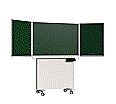 Klapp-Schiebetafel fahrbar, Mittelfläche 150x100 cm, Stahl grün aus der Kategorie fahrbare Klapp-Schiebe-Tafeln