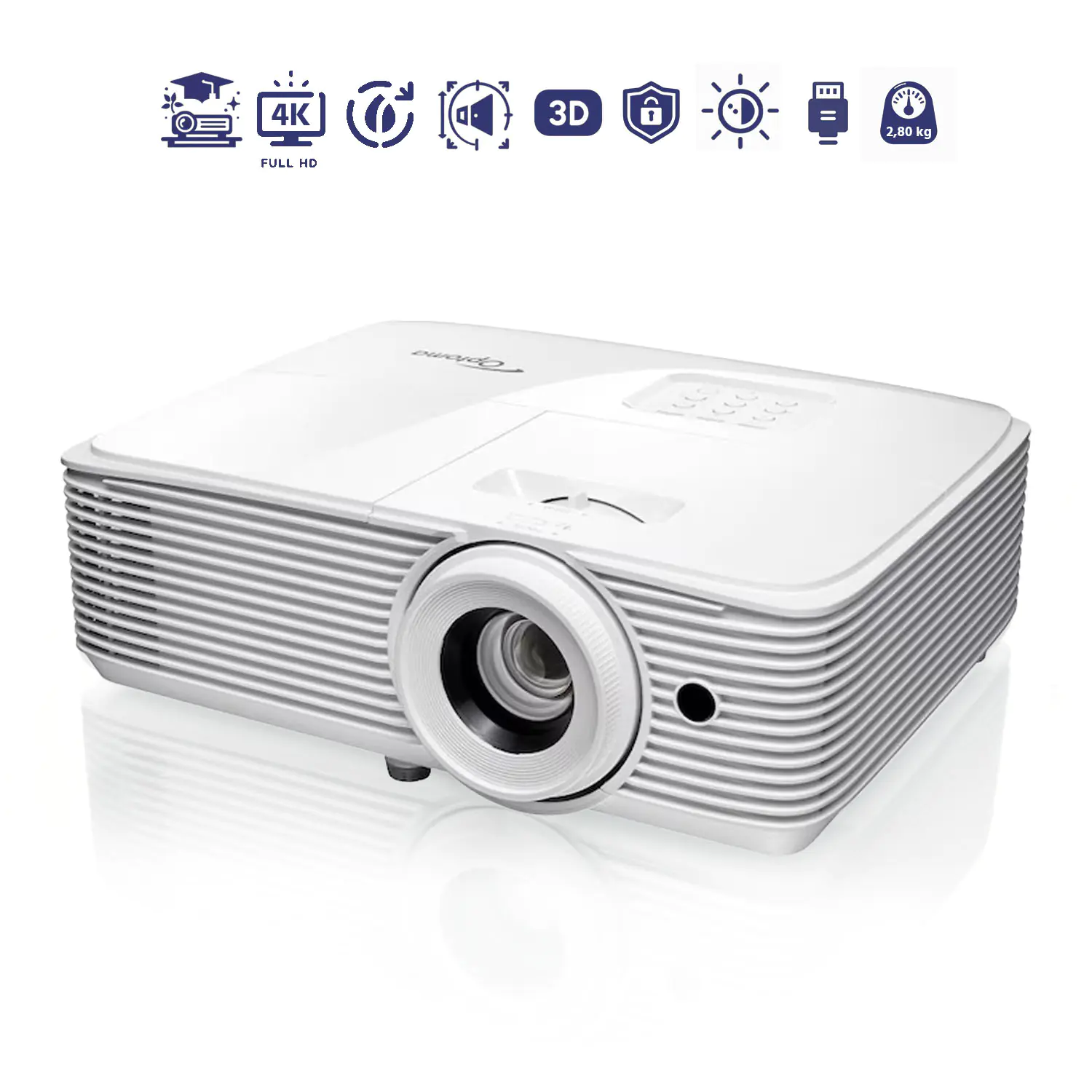 Optoma EH339 ∙ 1080p-4K-Beamer, 3.800 Lumen, 22.000:1 Kontrast, 4K UHD aus der Kategorie Schulbeamer