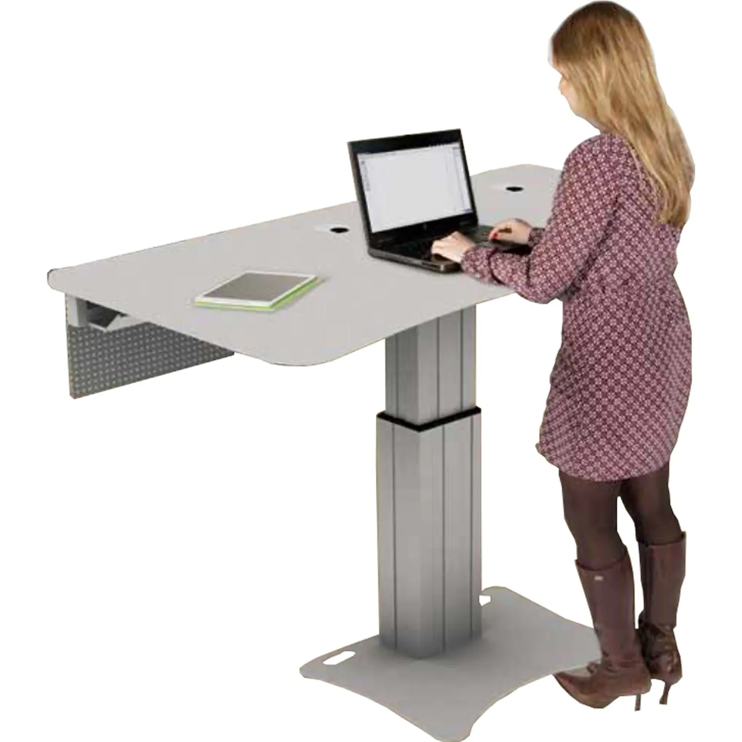 Bürotisch, 160x90 cm (B/T), elektrisch höhenverstellbar mit Fronblende, fahrbar aus der Kategorie Schreibtische und Zubehör