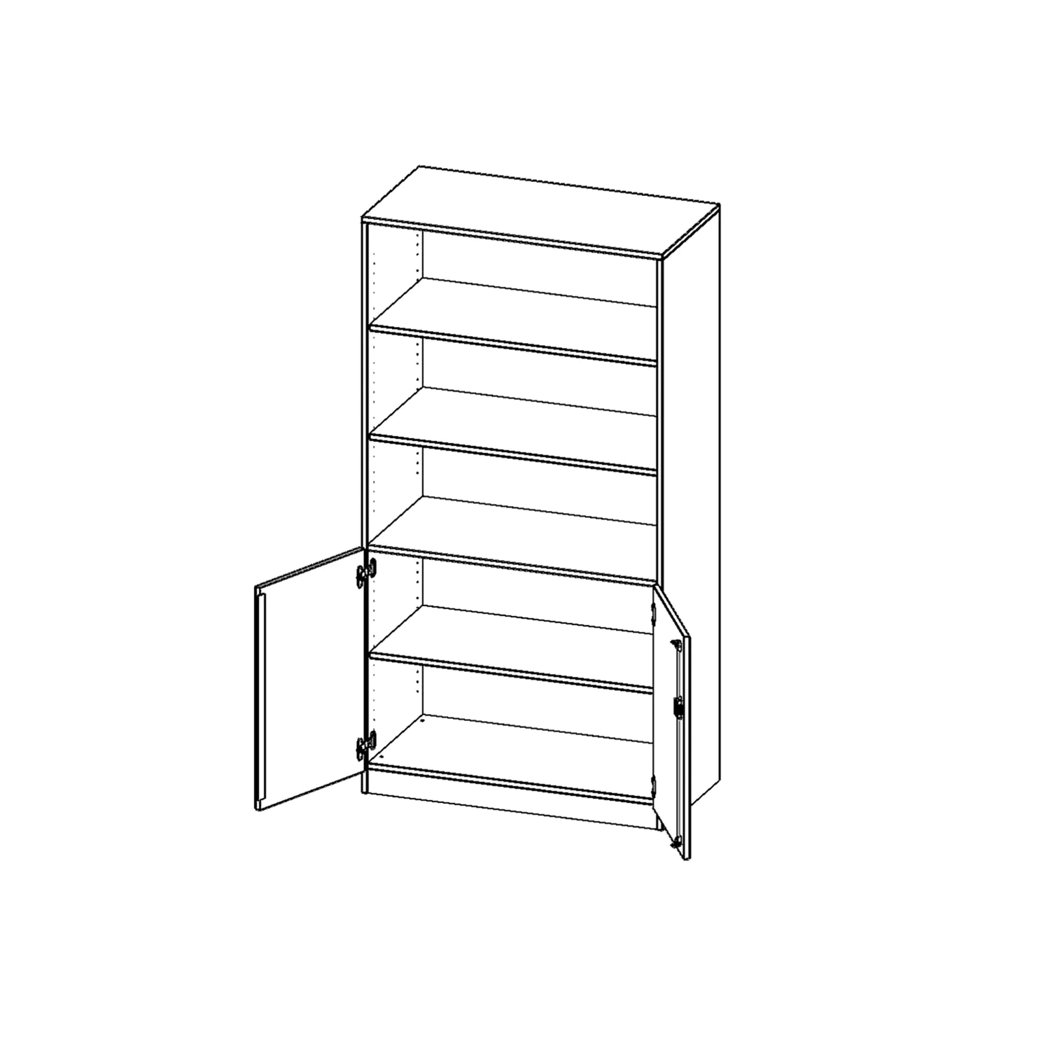 Schrank, 5 OH, Türen unten (2OH), oben 3 offene Fächer 2 Türen, abschließbar, B/H/T 100x190x50cm aus der Kategorie Klassen & Schulschränke