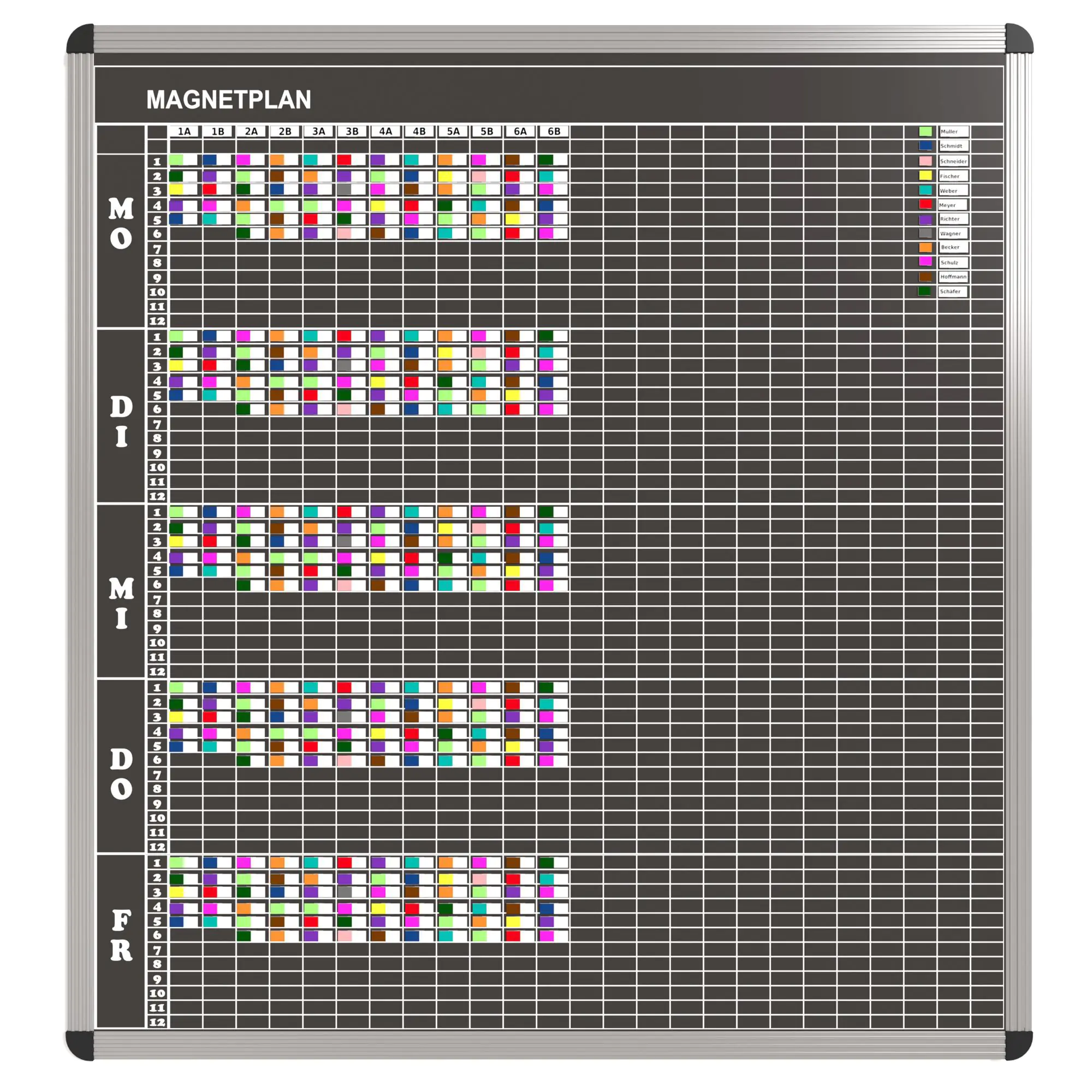 Klassen-Plantafel, 12 Stunden Mo-Fr, für 25 Klassen, 123x117 cm, aus der Kategorie Klassenplan-Tafeln 12h