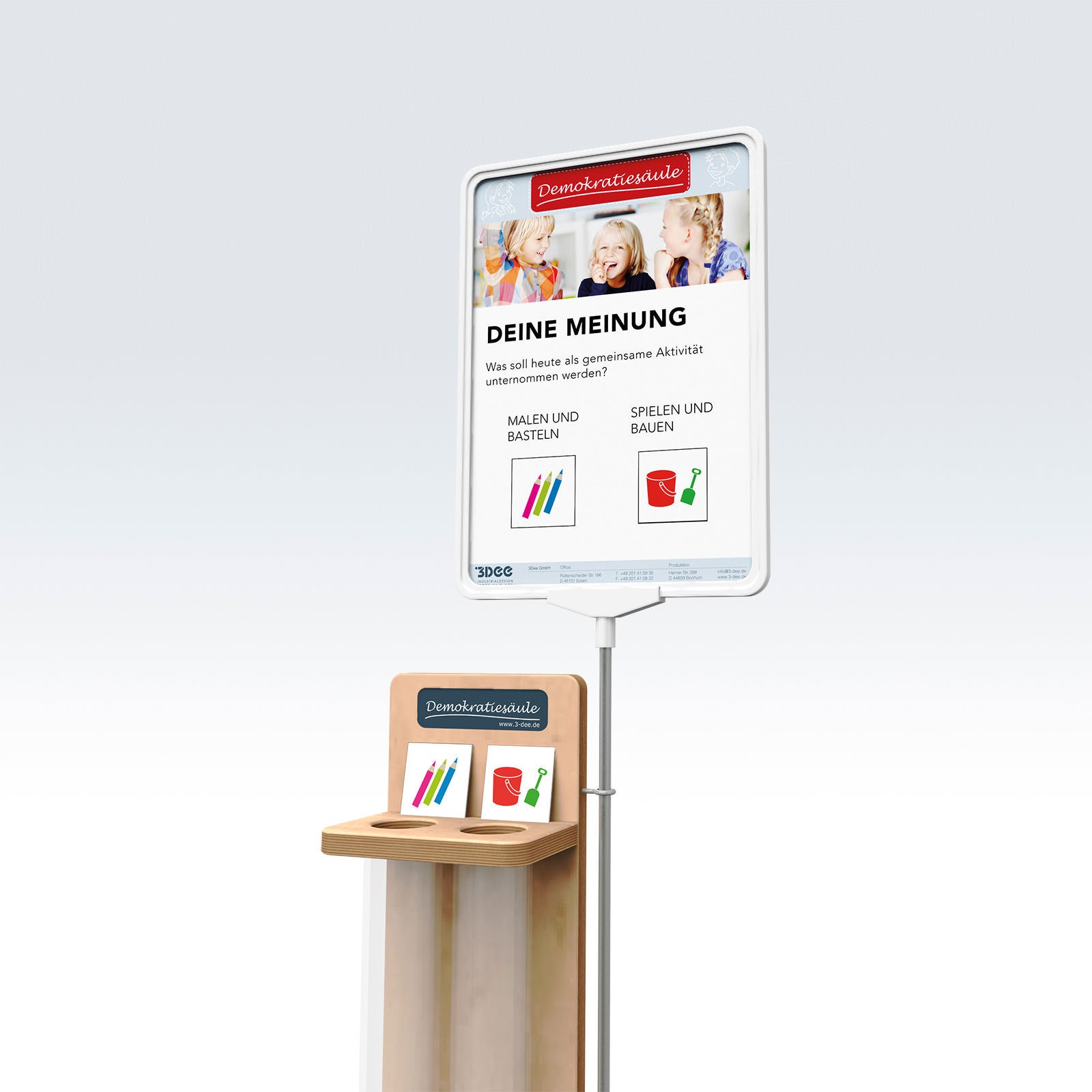 Demokratiesäule Basic mit 2 Röhren für bis zu 26 Kinder zur Abstimmung geeignet 