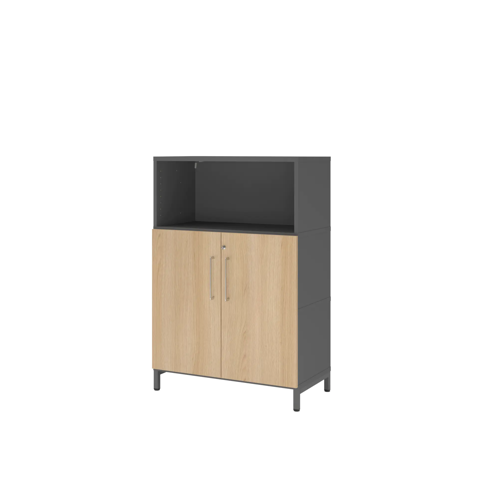 Hammerbacher Regal FlexWall Türen3OH Sockel graphit/eiche aus der Kategorie Regale