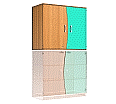 Wellentüren-Aufsatzschrank, 91 cm hoch, 105x50 cm (B/T), Tür rechts aquagrün,