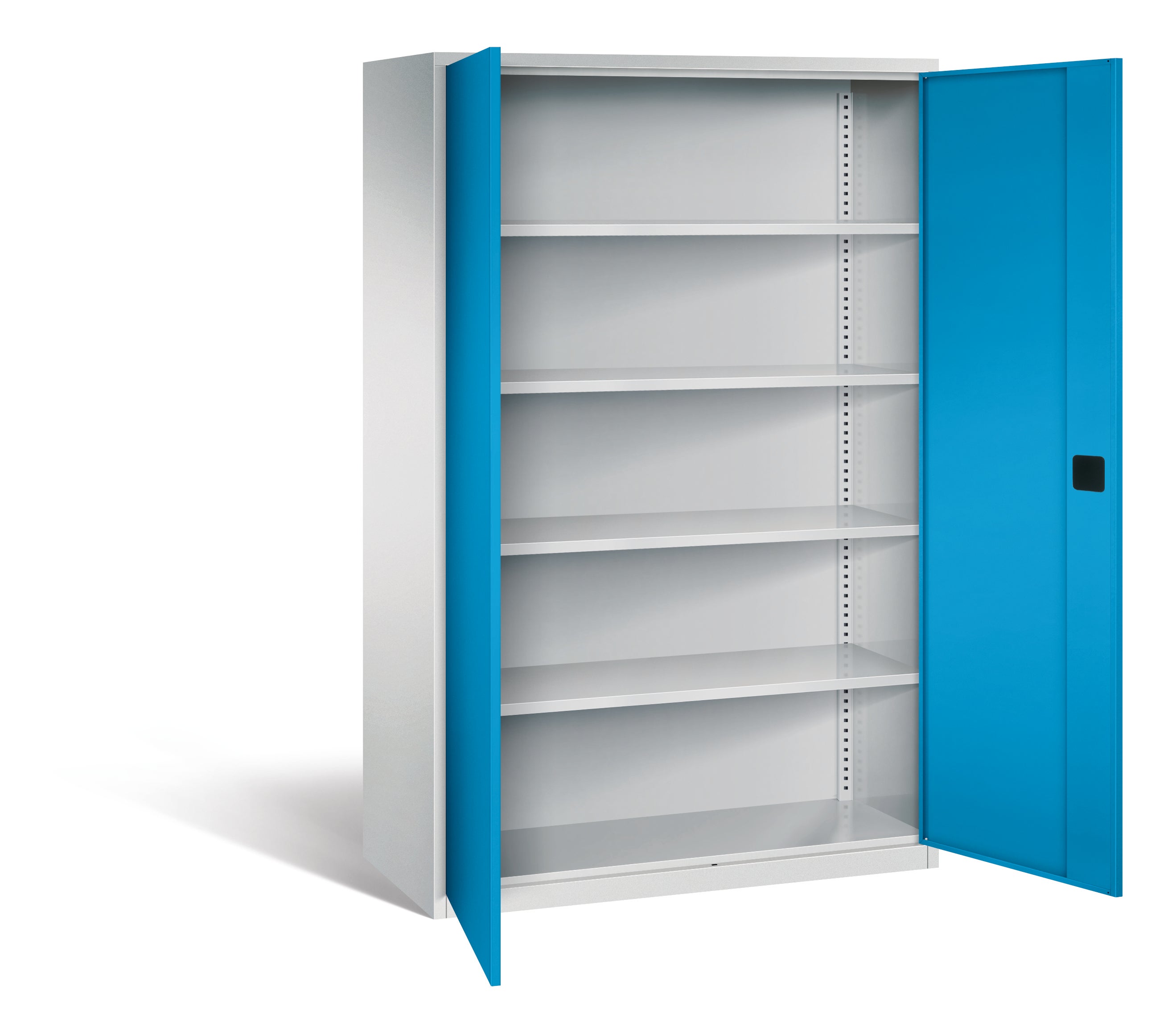 Stahl-Drehtüren-Schrank, 195 cm hoch, 120x50 cm (B/T), 4 Böden, aus der Kategorie Stahl-Schränke mit Dreh-Türen