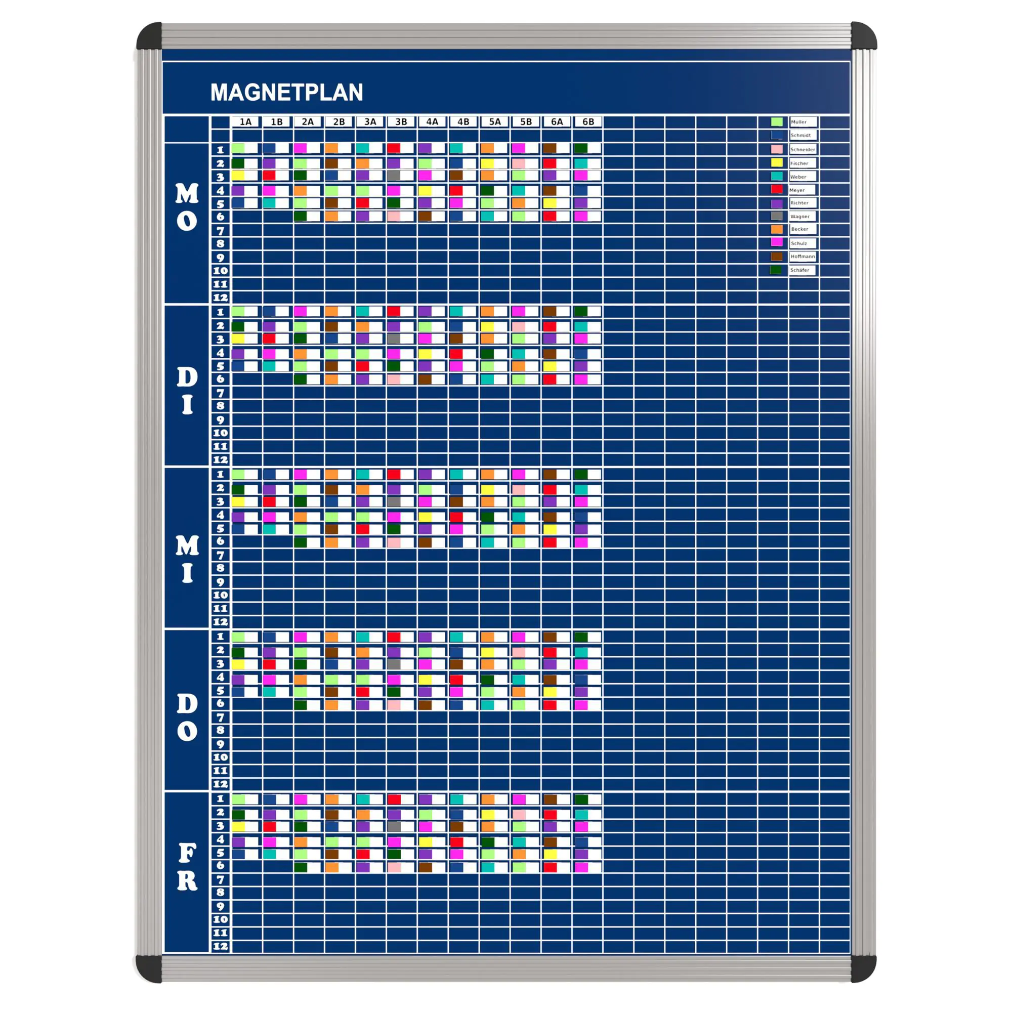 Klassen-Plantafel, 12 Stunden Mo-Fr, für 20 Klassen, 123x97 cm, aus der Kategorie Klassenplan-Tafeln 12h