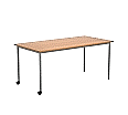 Rechtecktisch, 160x80 cm (B/T), 72 cm hoch, fahrbar (2 Füße mit Rollen),