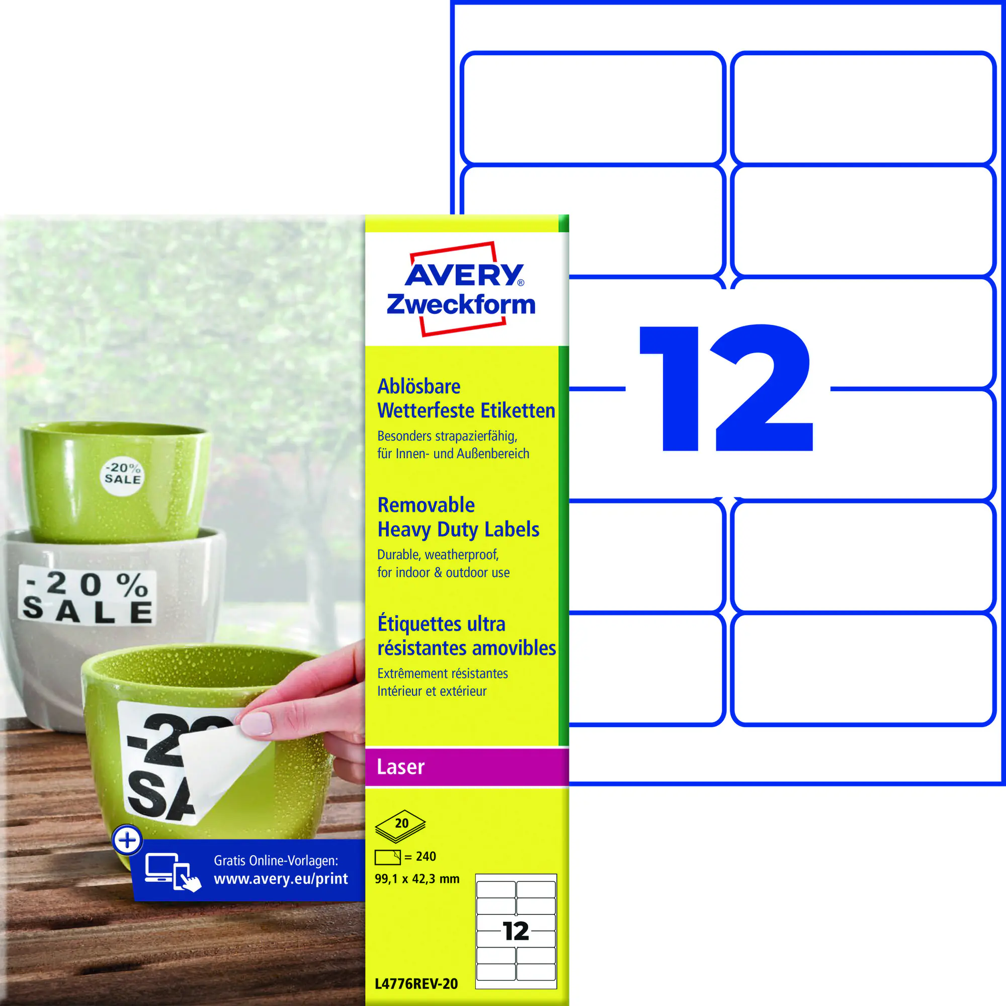 Avery Zweckf. Etikett 99,1x42x3mm ws 240 St. aus der Kategorie Etiketten