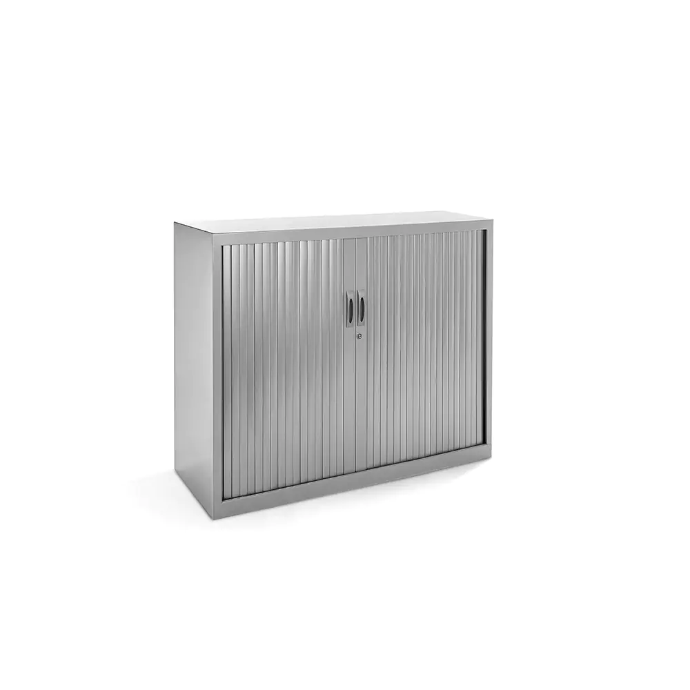 Stahl-Rollladen-Schrank, 105 cm hoch, 120x44 cm (B/T), aus der Kategorie Stahl-Schränke mit Rollo-Türen