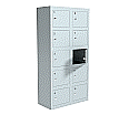 Handyfachschrank aus Stahl,  78 cm hoch,  39x20 cm (B/T), 10 nummerierte Handyfächer,