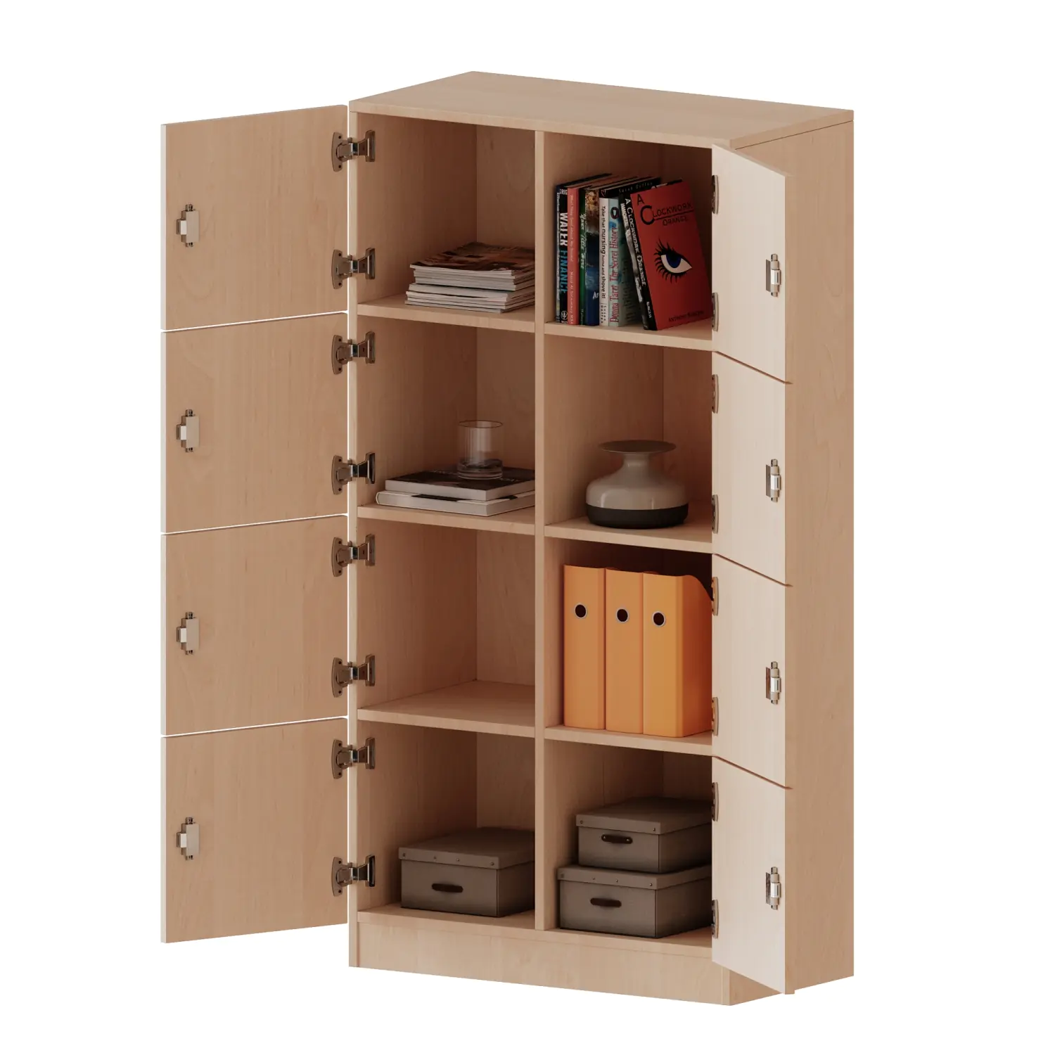 Schließfachschrank, 4 OH, 8 Schließfächer, B/H/T 80x154x50cm aus der Kategorie Schließfachschränke für Lehrer
