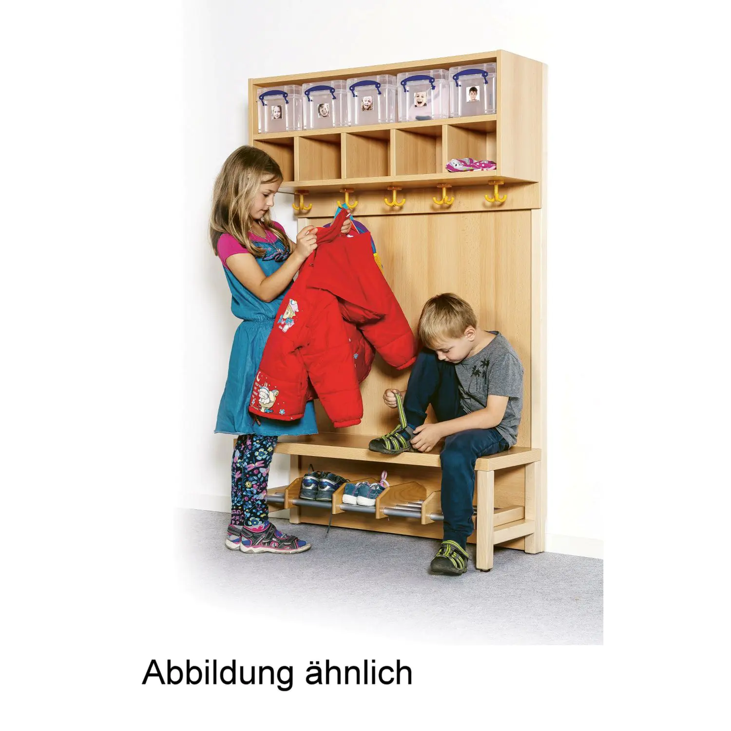 Komplettgarderobe Doppelablage, ohne Stütze, zur Wandmontage, für 4 Plätze aus der Kategorie wandmontierte Garderoben