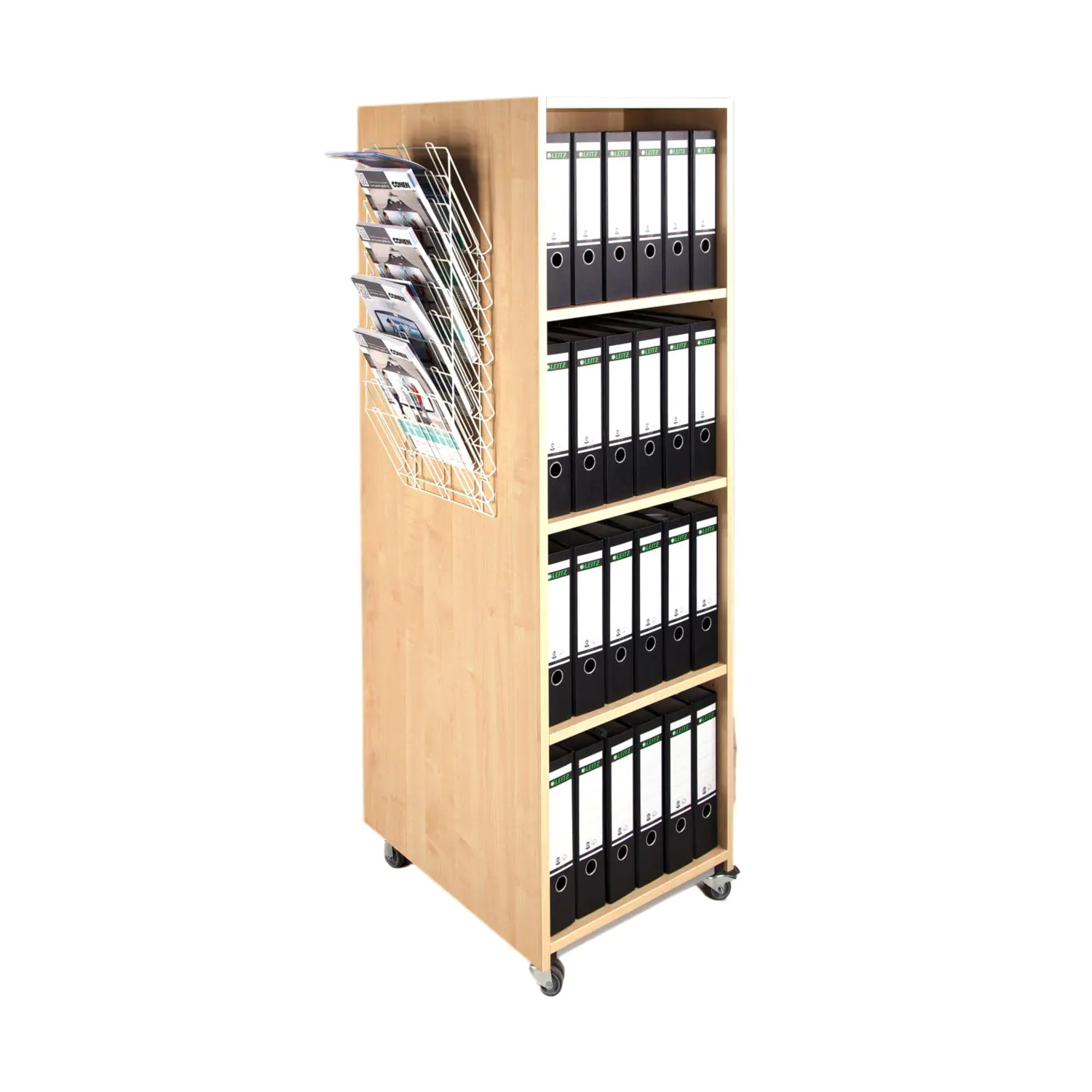 Bücherturm einseitig nutzbar, Sichtrückwand, B/H/T 52 x 164,5 x 64 cm aus der Kategorie Bibliotheksinseln