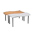 Wellentisch Set - Tafelrunde IV 2x WI168 (1x Grau, 1x Buche),