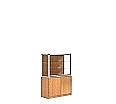 Vitrine, mit Unterschrank, 180 cm hoch, 120x50 cm (B/T), Holzrückwand, aus der Kategorie Ausstellungsvitrinen