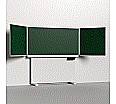 Klapp-Schiebetafel wandmontiert, Stellfuß, Mittelfläche 200x100 cm, Stahlemaille grün aus der Kategorie wandmontierte Klapp-Schiebe-Tafeln