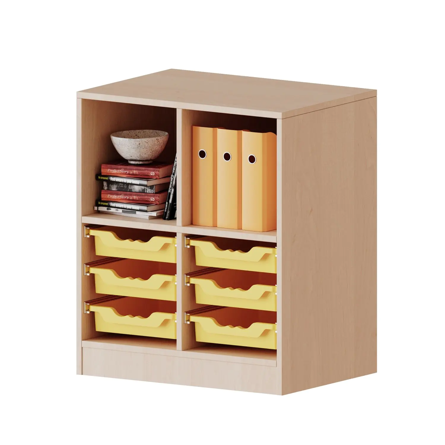 ErgoTray Regal, 2reihig, 2 OH, fahrbar, oben 2 Fächer, unten 6 flache Boxen, B/H/T 70,3x82x50cm aus der Kategorie Klassenraumregale