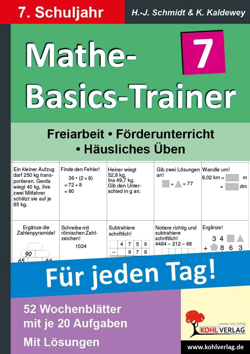 Mathe-Basics-Trainer / 7. Schuljahr Grundlagentraining für jeden Tag! aus der Kategorie Mathematik