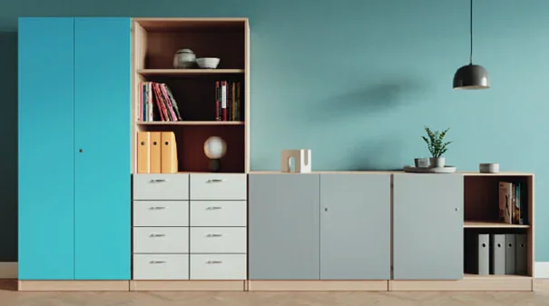 Schrankwand 360x82/190x40 cm, besteht aus 4 Schränken aus der Kategorie Büroschränke