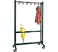 Garderobenständer, fahrbar, Höhe 190 cm, 150 cm breit, 24 Haken, Schirmhalter aus der Kategorie Garderobenständer
