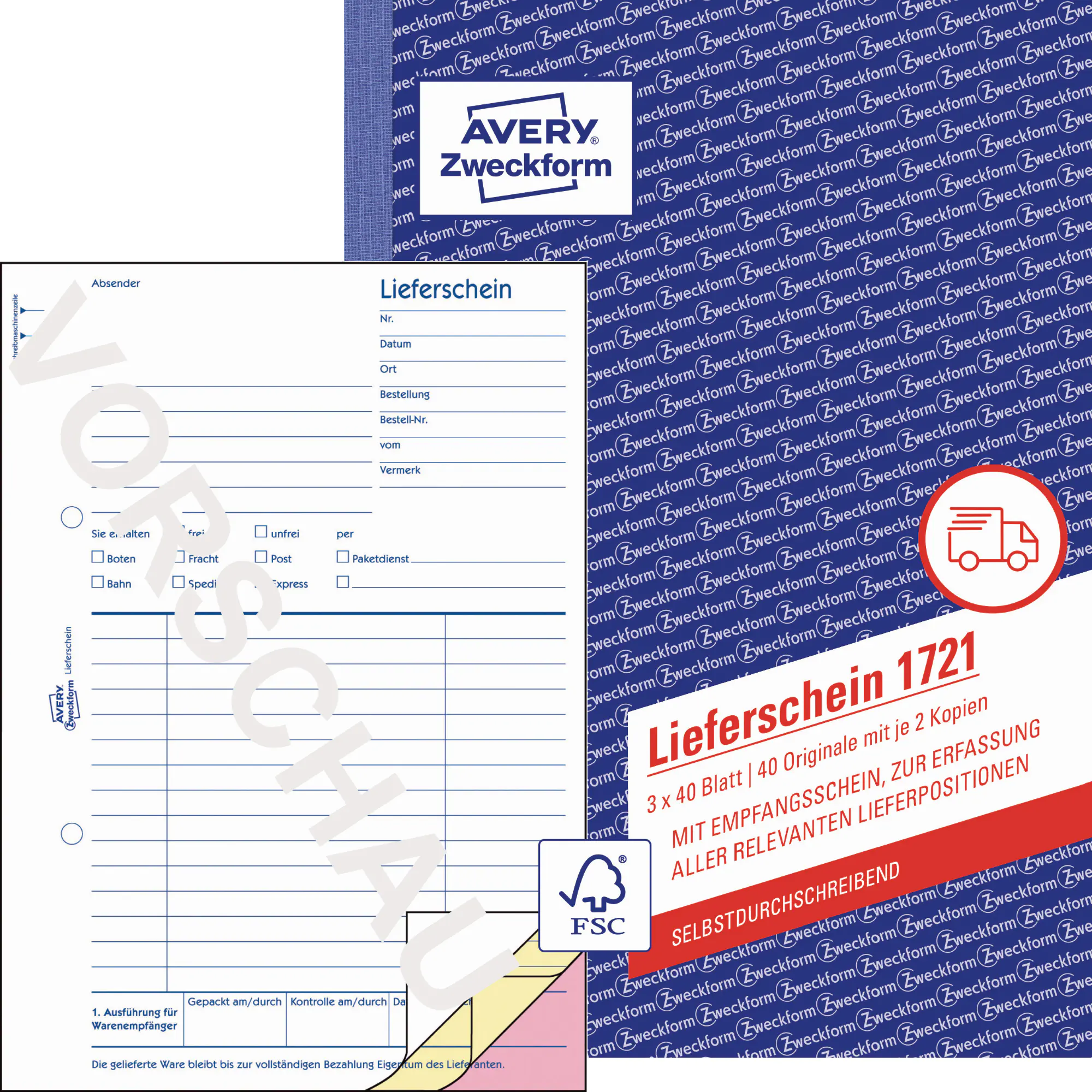 Avery Zweckf. Lieferschein DIN A5 3x40Blatt aus der Kategorie Formulare