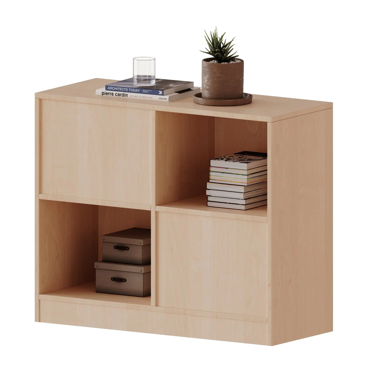 Raumteiler Regal, 2 OH, 4 Fächer, wechselseitig angeordnet, B/H/T 100x82x50cm aus der Kategorie Regale allgemein