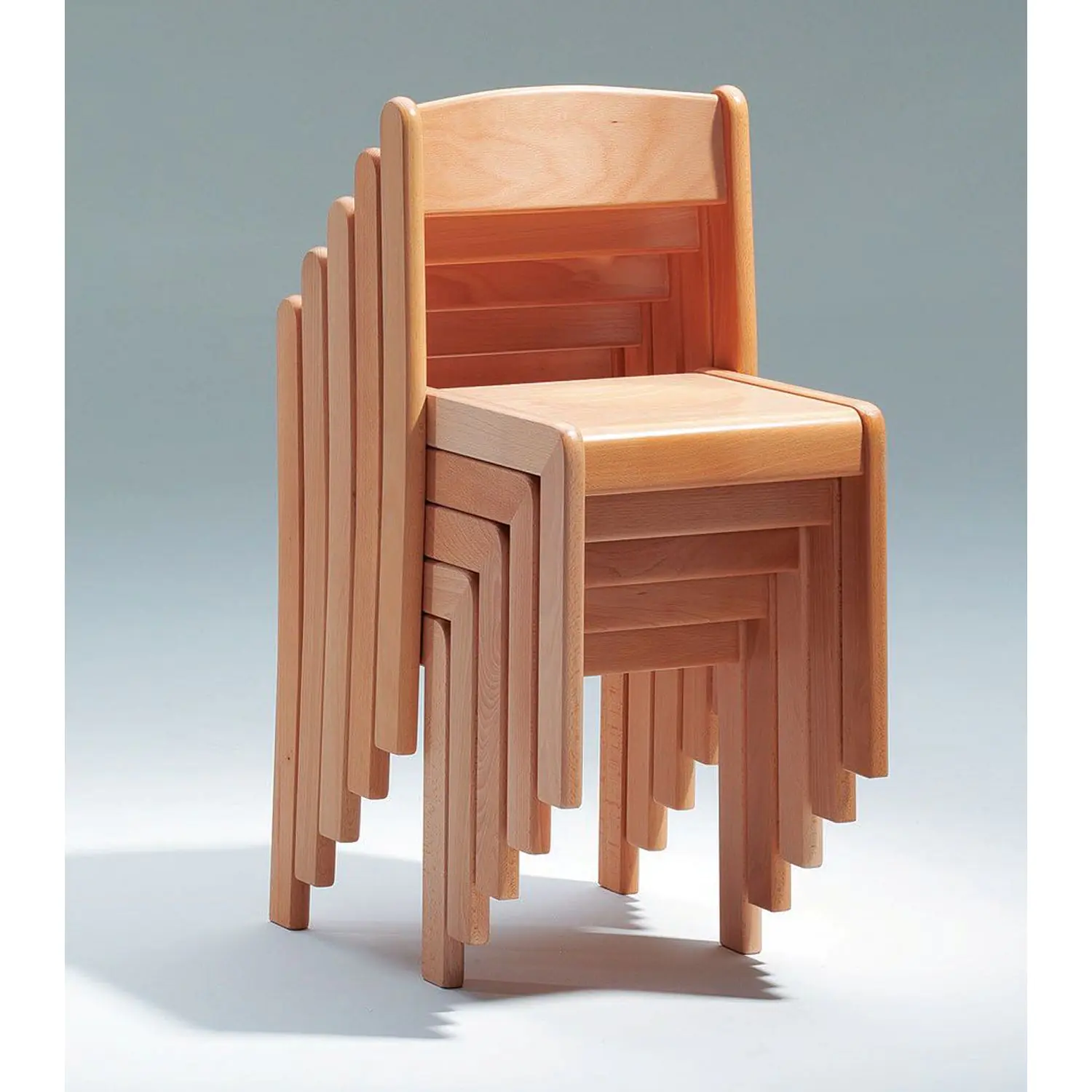 Massivholzkinderstuhl, Buche massiv, stapelbar, Kunststoffgleiter aus der Kategorie Kinderstühle