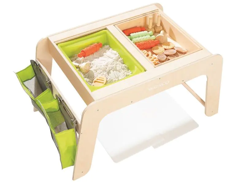 Montessori-Tisch Sensorik Set 2 trocken abwischbare Platten, 1 Kunststoffkasten